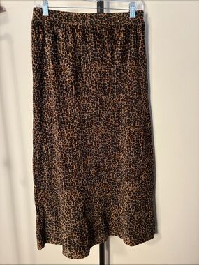 NEW VOY corduroy leopard animal print a-line midi maxi choosy skirt brown small